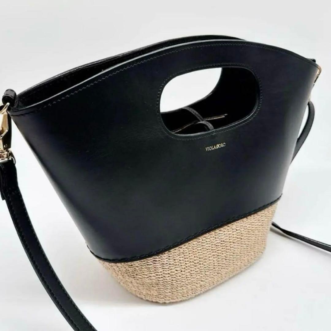 WEB限定 ヴィオラドーロ レザーコンビ カゴバッグ 2way