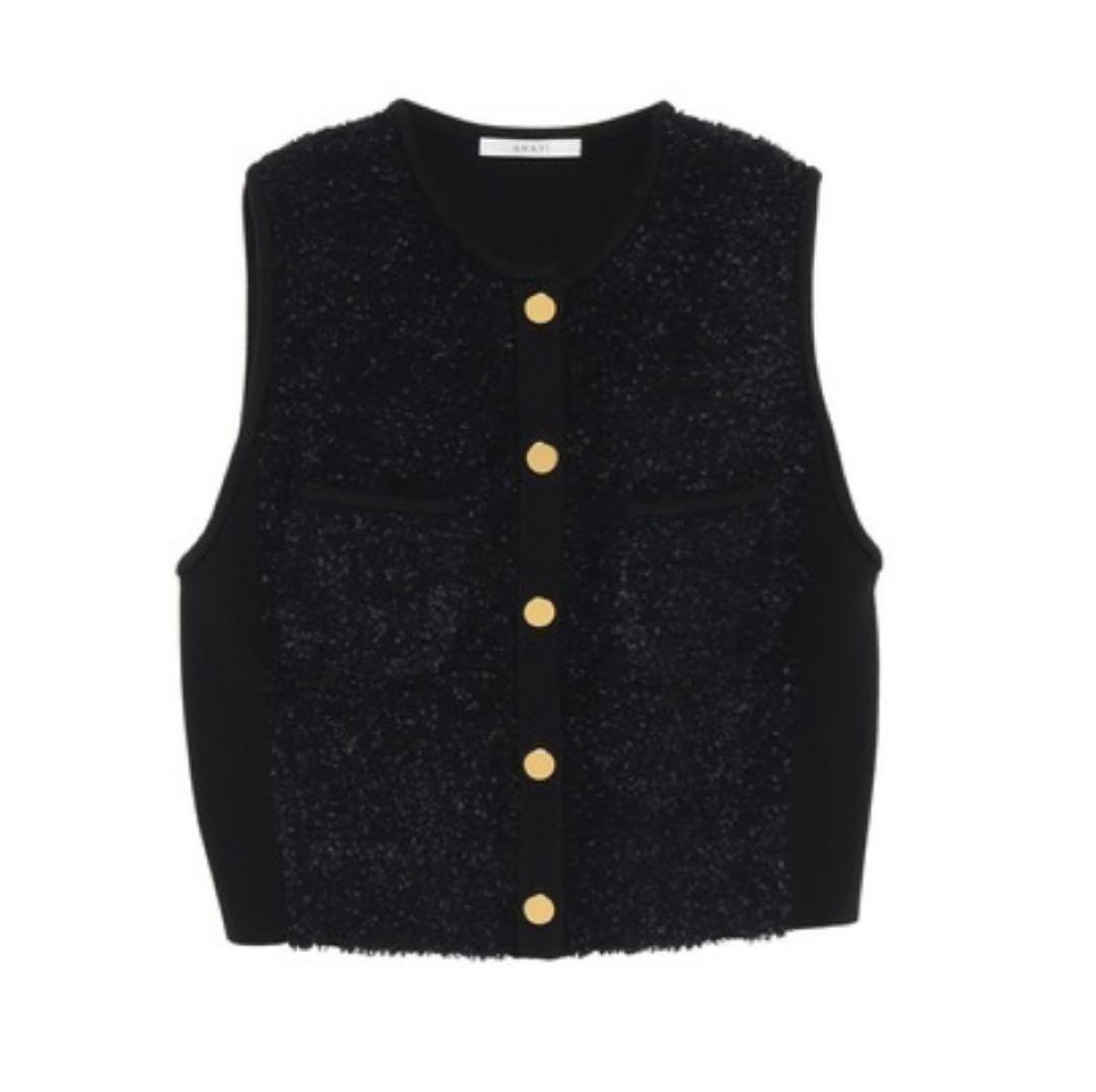 ［極美品]　お値下げ！ANAYI モールコンビクルーネックジレ