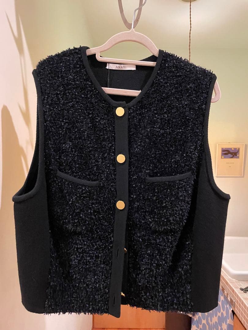 ［極美品]　お値下げ！ANAYI モールコンビクルーネックジレ