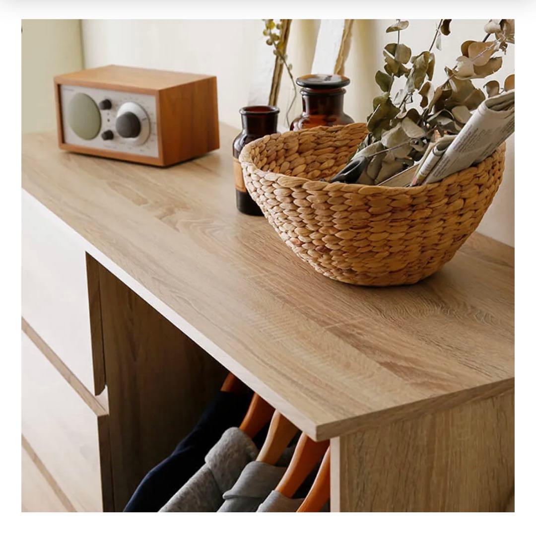 【幅120㎝】ハンガーラック 引き出し おしゃれ チェスト　木目調 LOWYA