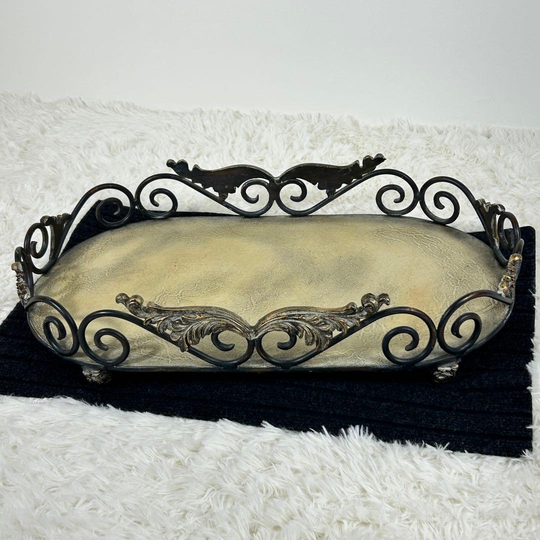 【希少】アイアン　アンティーク トレイ　インテリア　レトロ　ヴィンテージ
