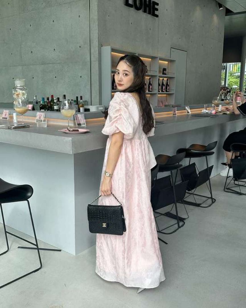 [新品タグ付]ANDRÉSD アンドレスド　ピンクジャガードドレス