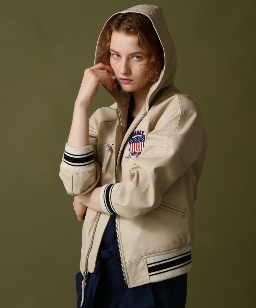 AVIREX SIGNATURE HOODED LEATHER バックロゴ