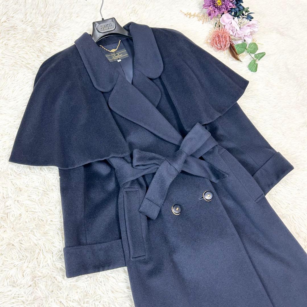 Leilian レリアン 2wayケープカラーチェスターコート ウール カシミヤ