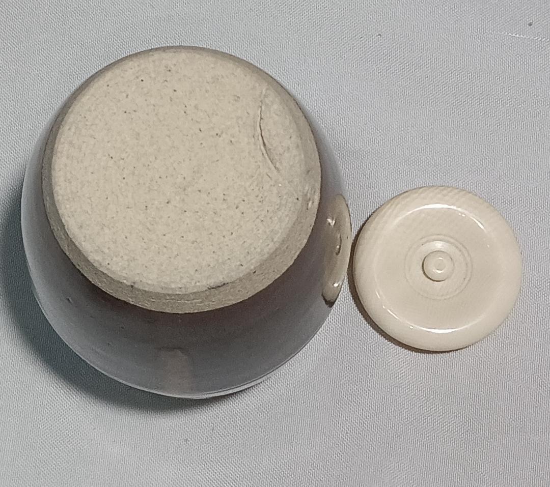 茶道具　遠州七窯　膳所焼　岩崎新定作　膳所肩衝茶入　丸龍金襴仕覆付　美品！！