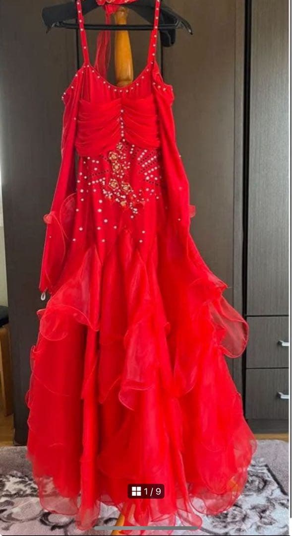 社交ダンス パーティードレス 赤