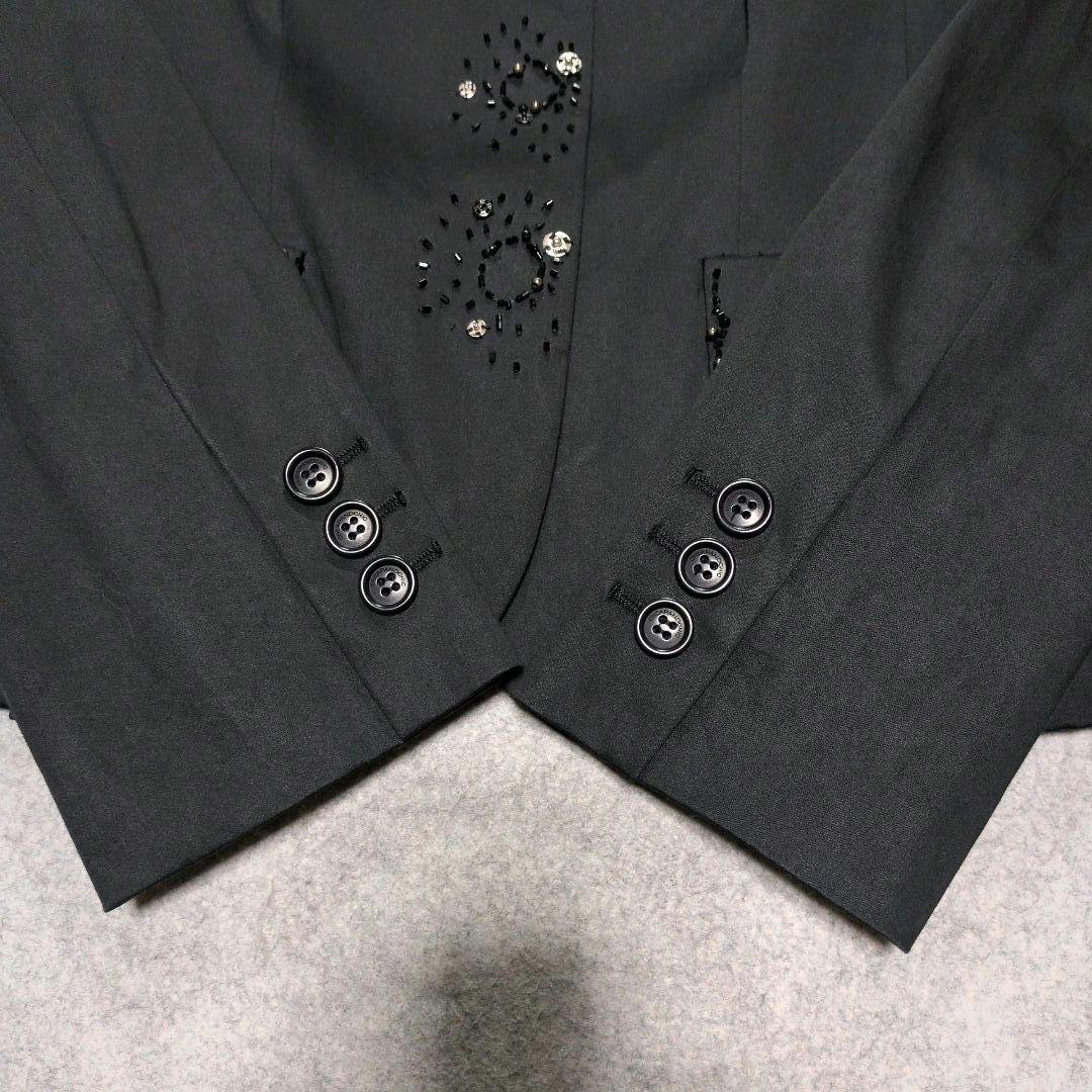 MOSCHINO ビジュー ビーズ フリル テーラードジャケット ブラック