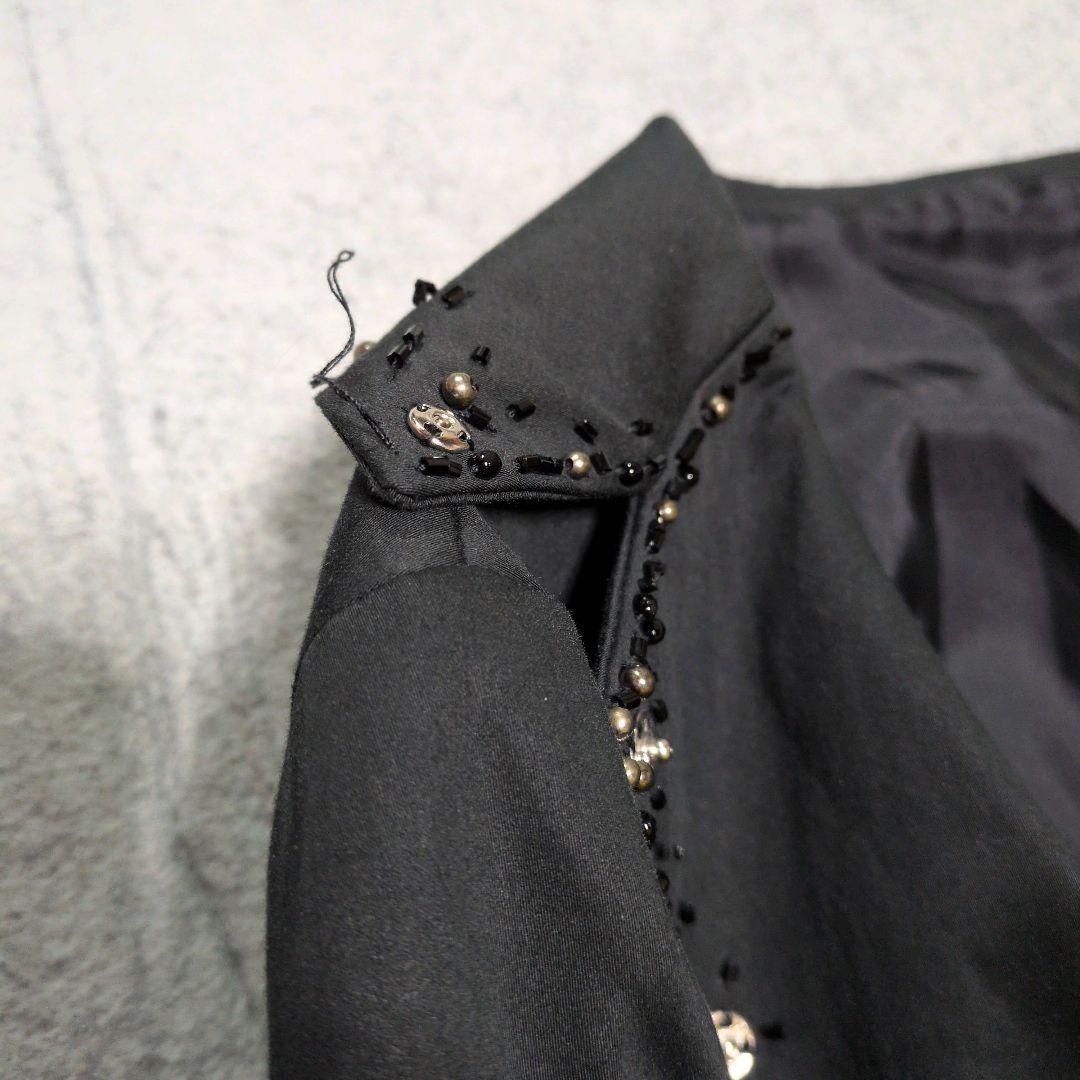 MOSCHINO ビジュー ビーズ フリル テーラードジャケット ブラック