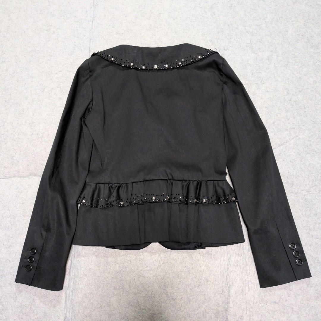MOSCHINO ビジュー ビーズ フリル テーラードジャケット ブラック