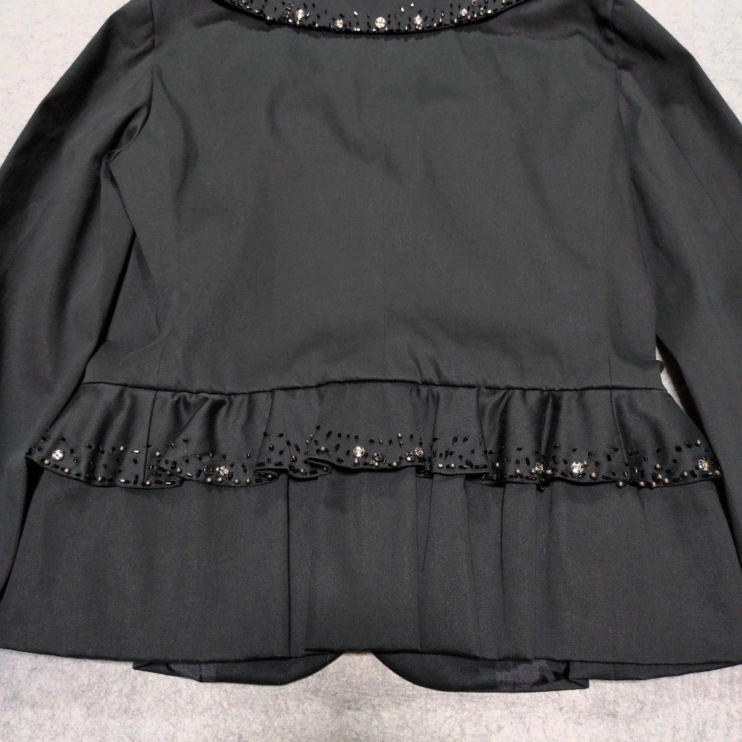 MOSCHINO ビジュー ビーズ フリル テーラードジャケット ブラック