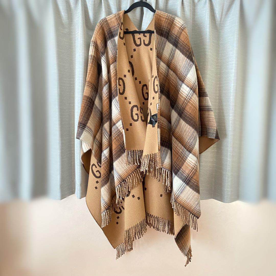 新品 GUCCI リバーシブル GG ウールポンチョ メンズ レディース