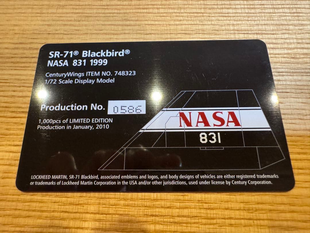 1/72ロッキードSR-71BブラックバードNASA 831/61-7956