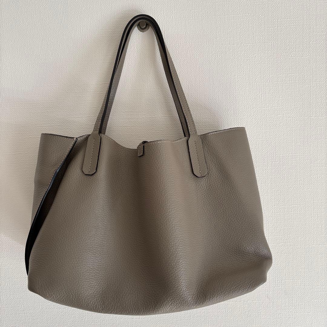 使用感なしGIANNI CHIARINI グレーベージュレザーバッグ