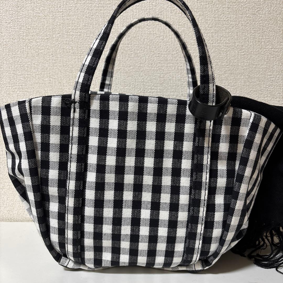 エバゴス ebagos ギンガムチェック　カゴバッグ 被せ布