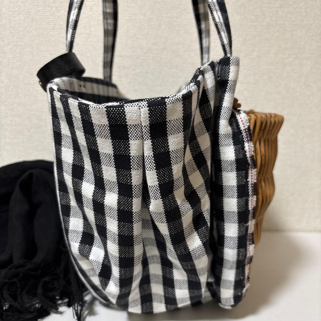 エバゴス ebagos ギンガムチェック　カゴバッグ 被せ布