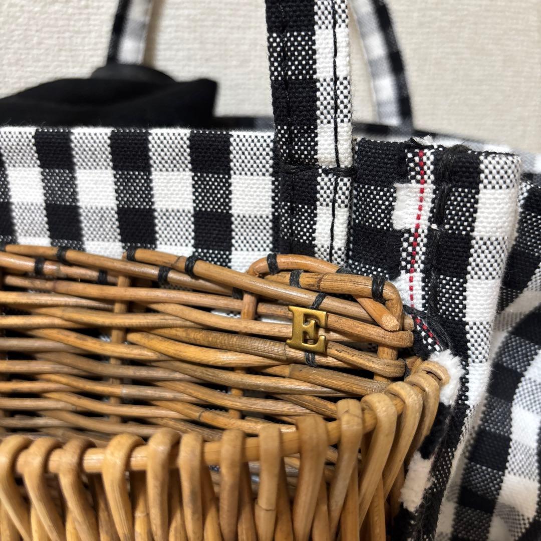 エバゴス ebagos ギンガムチェック　カゴバッグ 被せ布