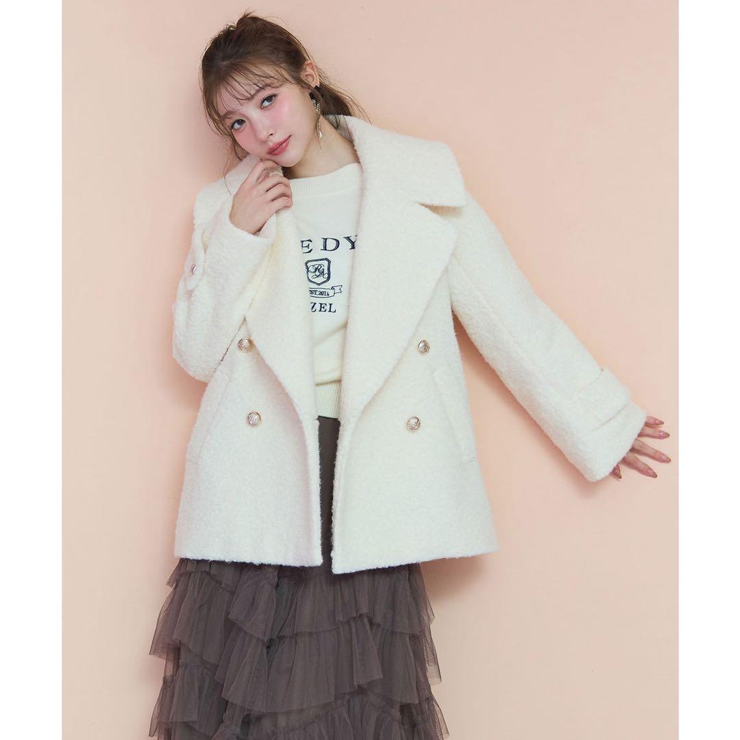 REDYAZEL レディアゼル ボアダブルミドルコート オフホワイト