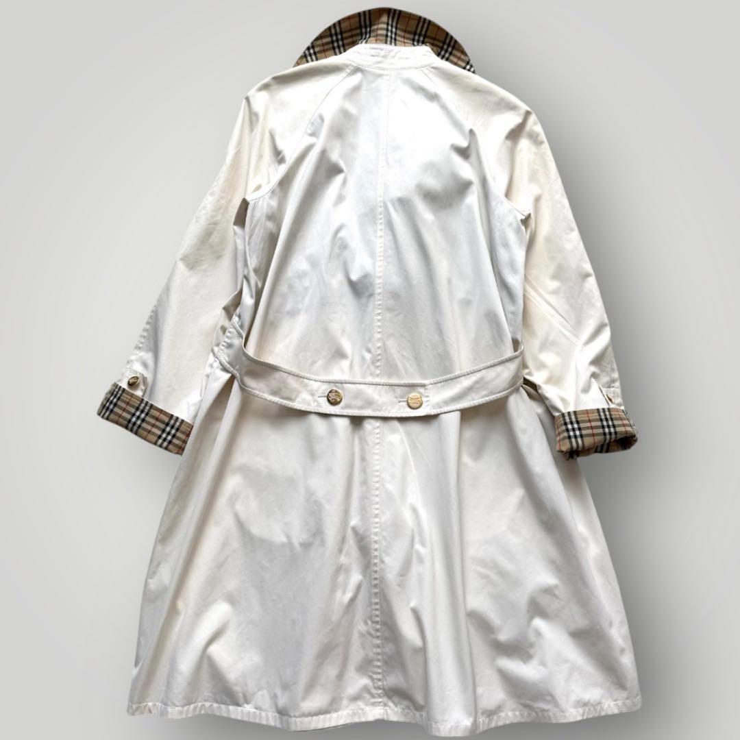希少 Burberrys ステンカラーコート 金ボタン ノバチェック ホワイト