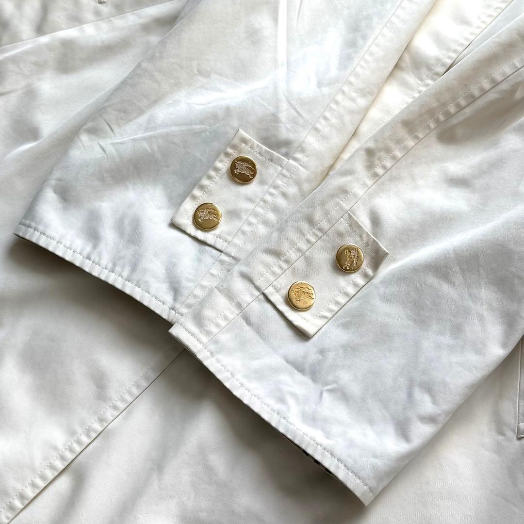 希少 Burberrys ステンカラーコート 金ボタン ノバチェック ホワイト