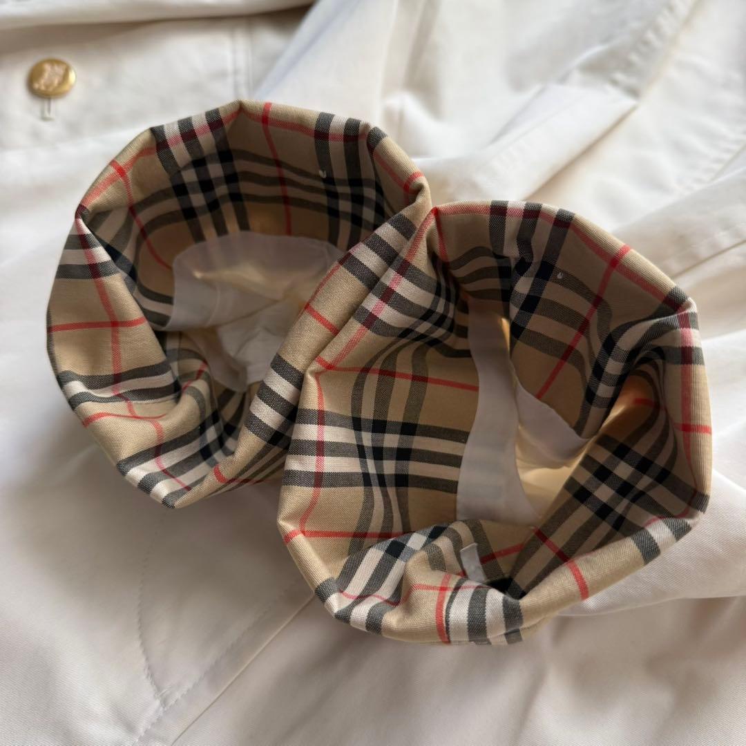 希少 Burberrys ステンカラーコート 金ボタン ノバチェック ホワイト