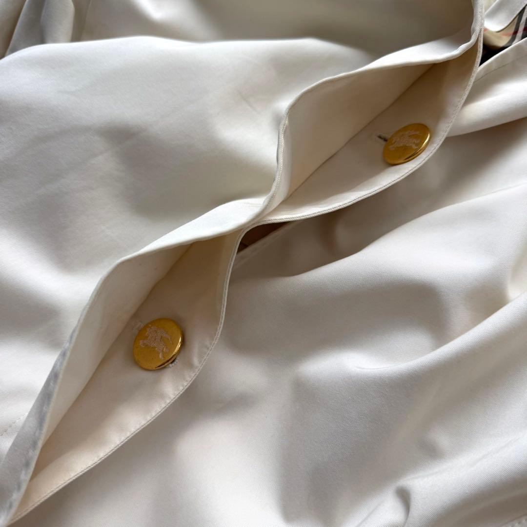 希少 Burberrys ステンカラーコート 金ボタン ノバチェック ホワイト