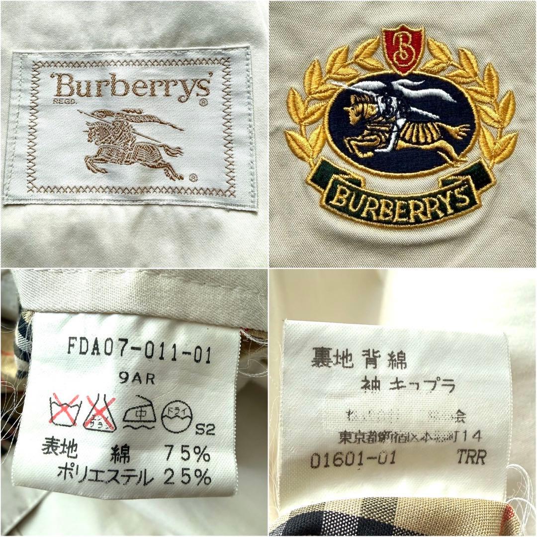 希少 Burberrys ステンカラーコート 金ボタン ノバチェック ホワイト