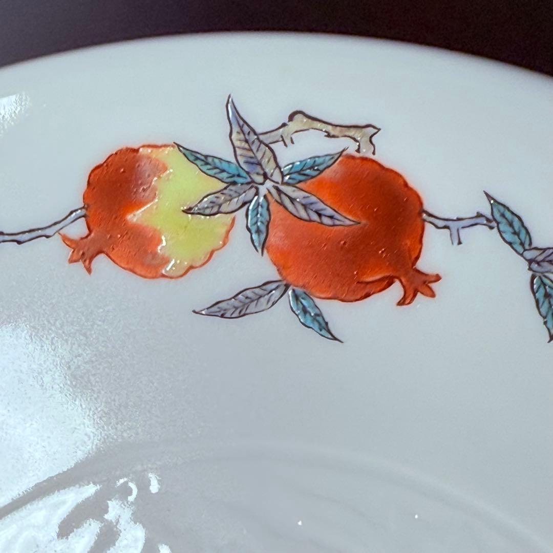 国重要無形文化財　十三代酒井田柿右衛門　柘榴陽刻文皿　五枚　共箱　渦福　19㎝