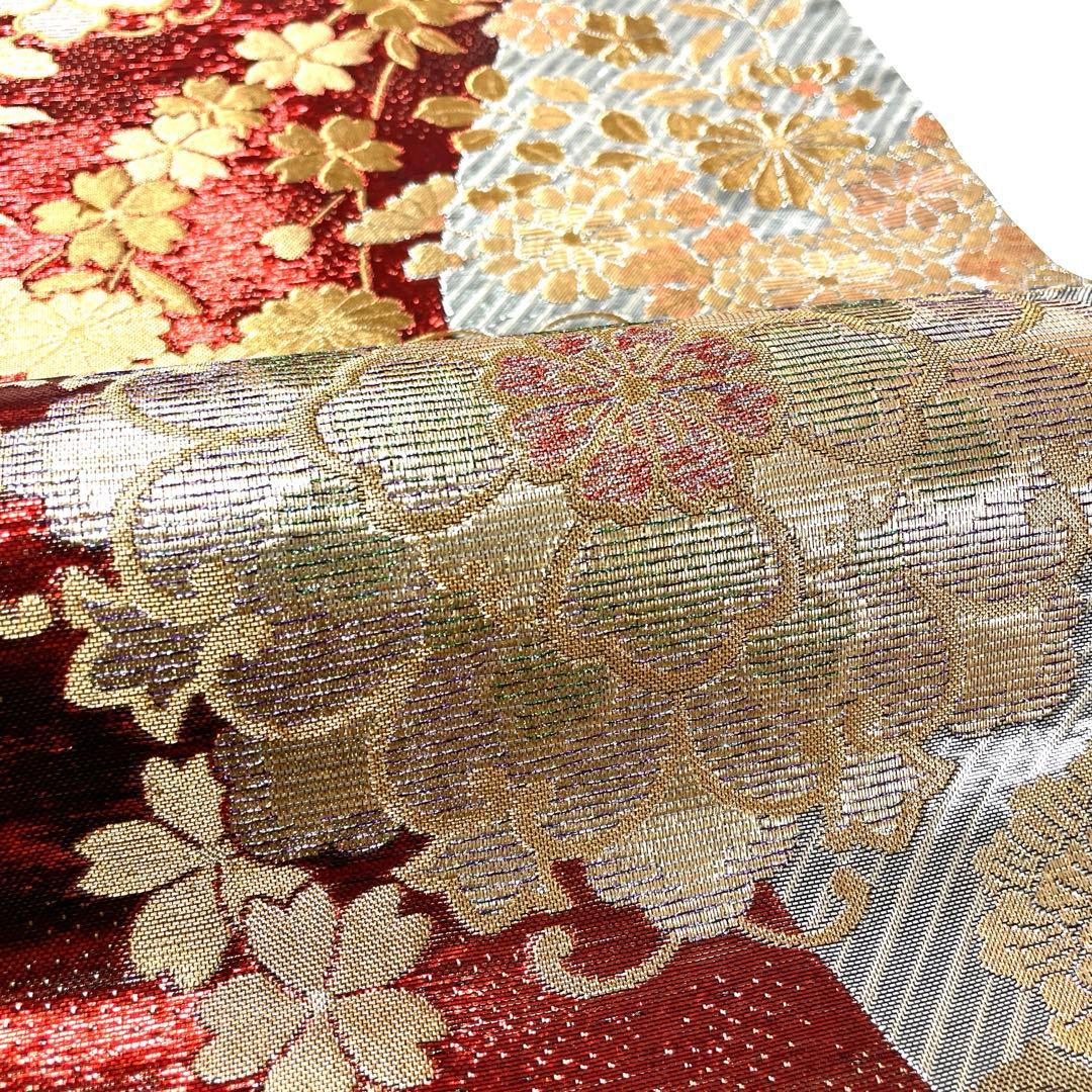 V1400 ●高級 正絹 彩匠 六通 袋帯 華文 花文