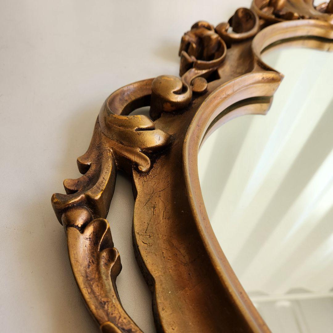 ロココ アンティーク ゴールド ギルト ウッド 装飾フレーム ウォールミラー