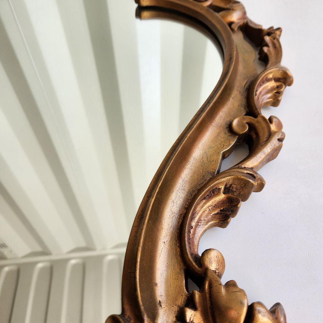 ロココ アンティーク ゴールド ギルト ウッド 装飾フレーム ウォールミラー