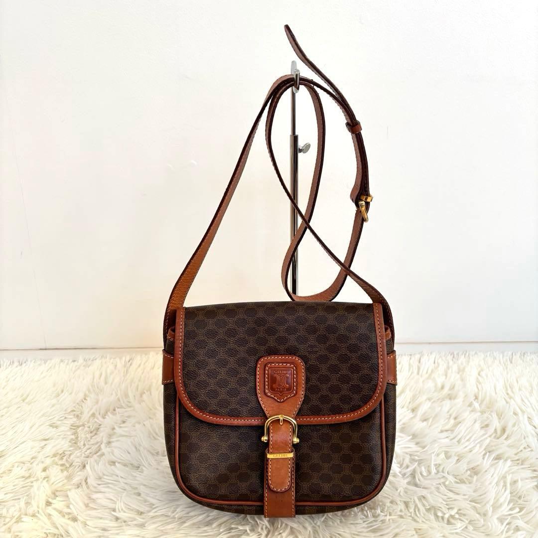 鑑定済美品セリーヌCELINEマカダム柄ショルダーバッグ ヴィンテージトリオンフ