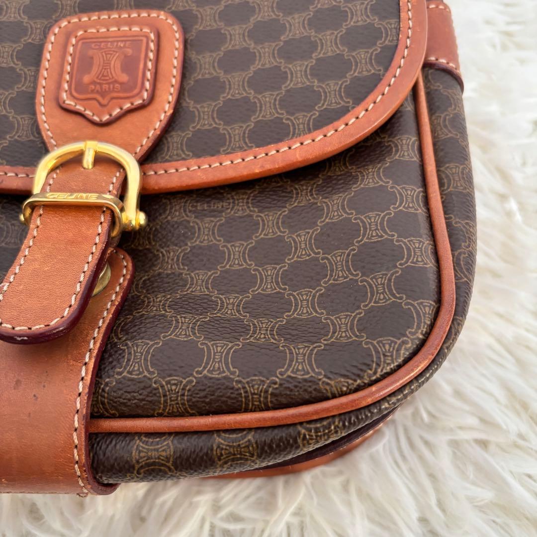 鑑定済美品セリーヌCELINEマカダム柄ショルダーバッグ ヴィンテージトリオンフ