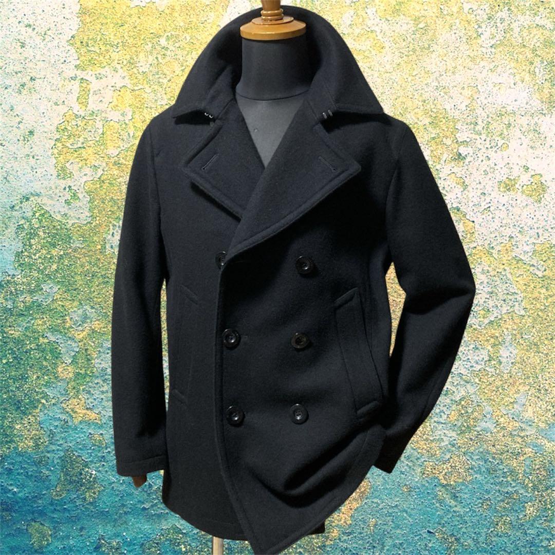 超美品 NEW YORKER ニューヨーカー ウール Pコート ビジネスコート