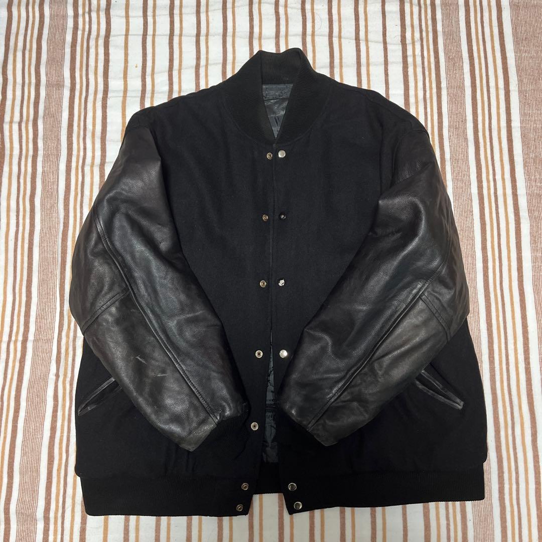 百*哉様 ブラックレザースタジャン　古着　ヴィンテージ