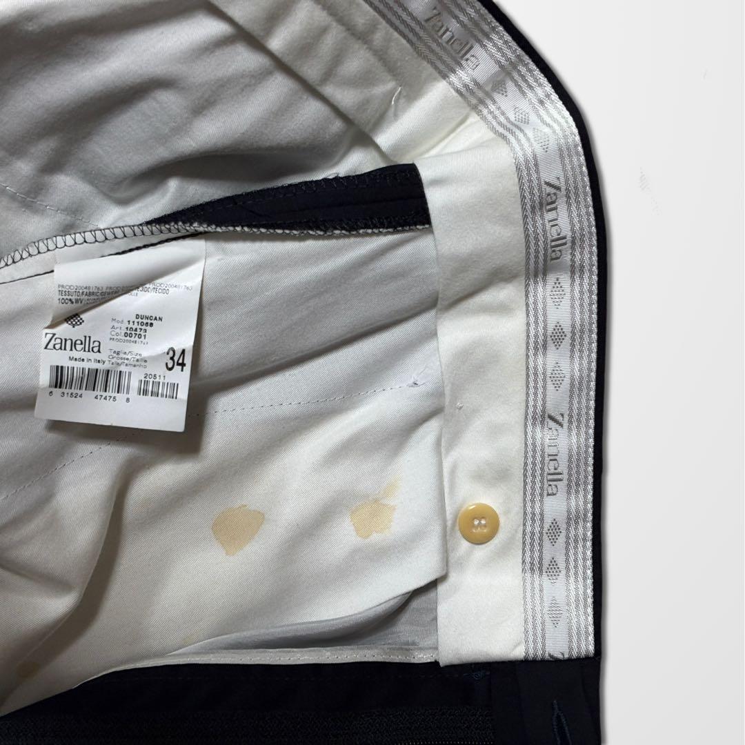 ザネッラ　W34　ワイド　ツータック　スラックス　ブラック　ダークネイビー　古着