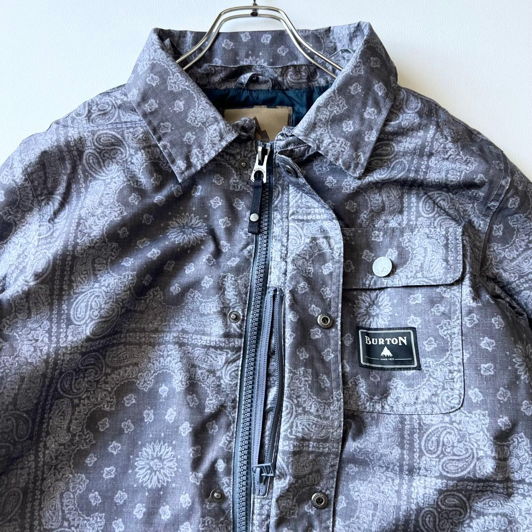 3279 バートン　ジャケット バンダナ柄 フード脱着可能　M グレー 薄紫