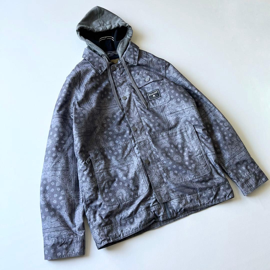 3279 バートン　ジャケット バンダナ柄 フード脱着可能　M グレー 薄紫
