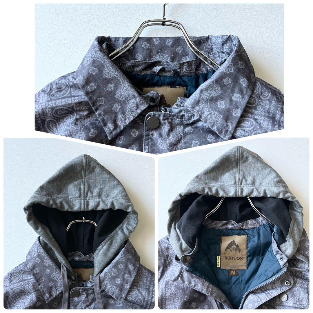 3279 バートン　ジャケット バンダナ柄 フード脱着可能　M グレー 薄紫