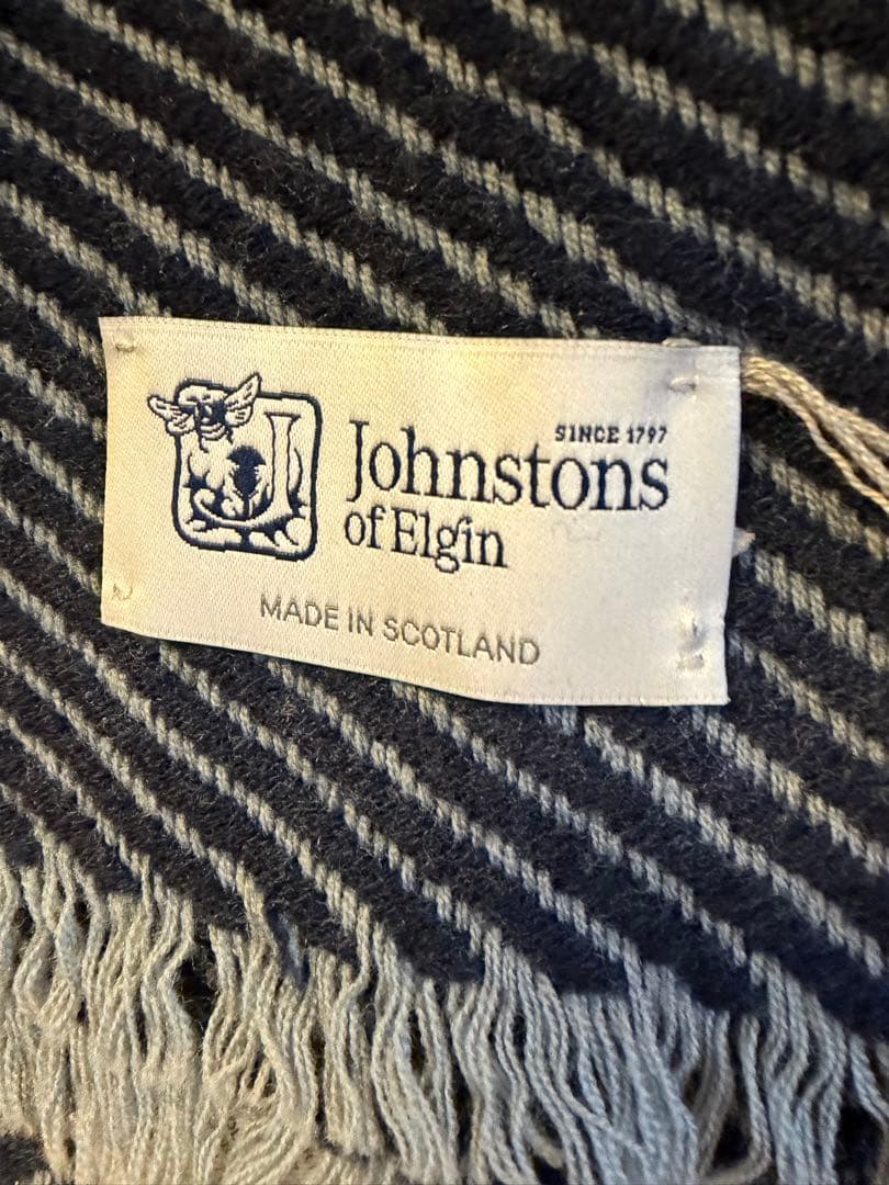 Johnstons of Elgin ジョンストンズ マフラー ネイビー✖️グレー
