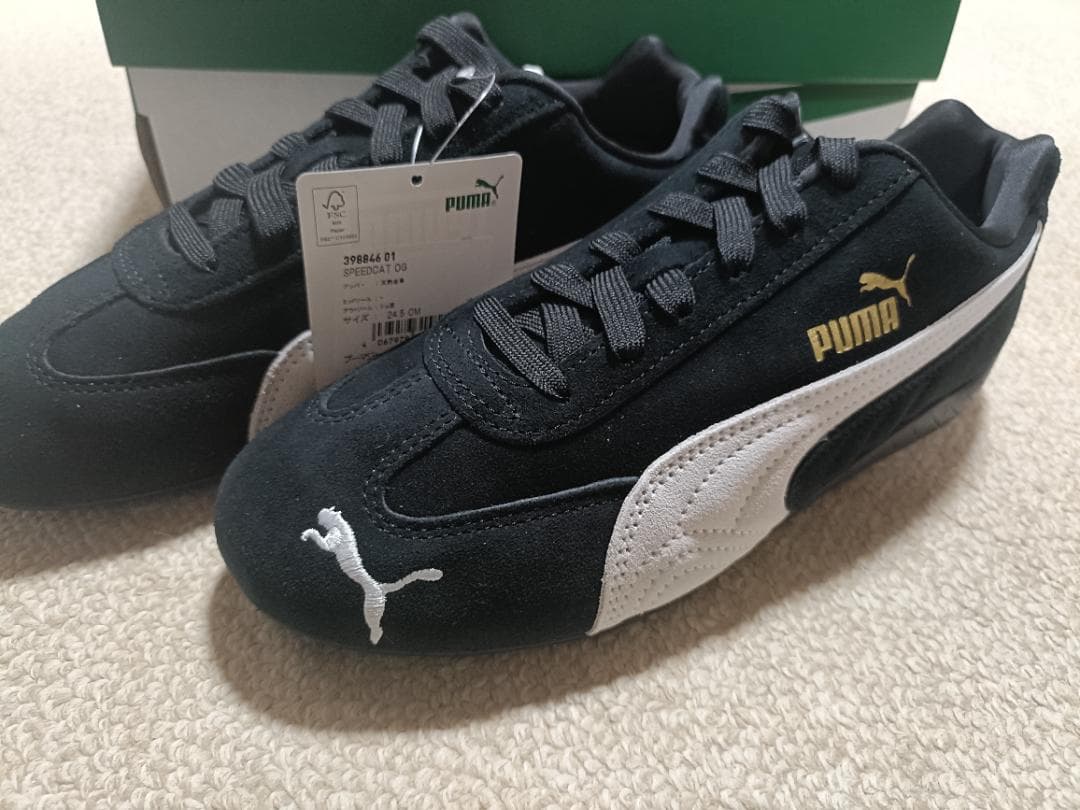 【新品】プーマ　スピードキャット　PUMA　ブラック×ホワイト 24.5cm