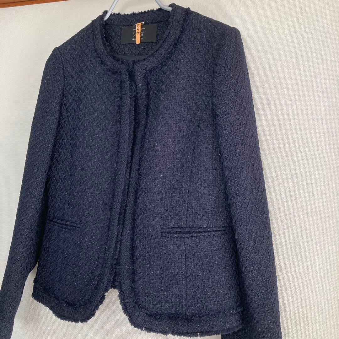 【期間限定お値引き】ツイード　ノーカラージャケット40