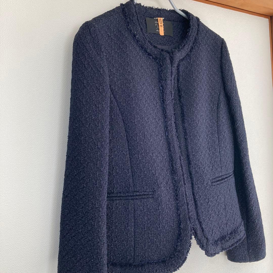 【期間限定お値引き】ツイード　ノーカラージャケット40