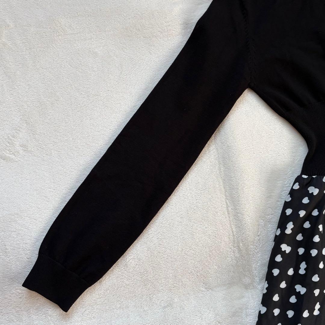 JENNE l'amour ニットドッキングワンピース 黒 フレアワンピース