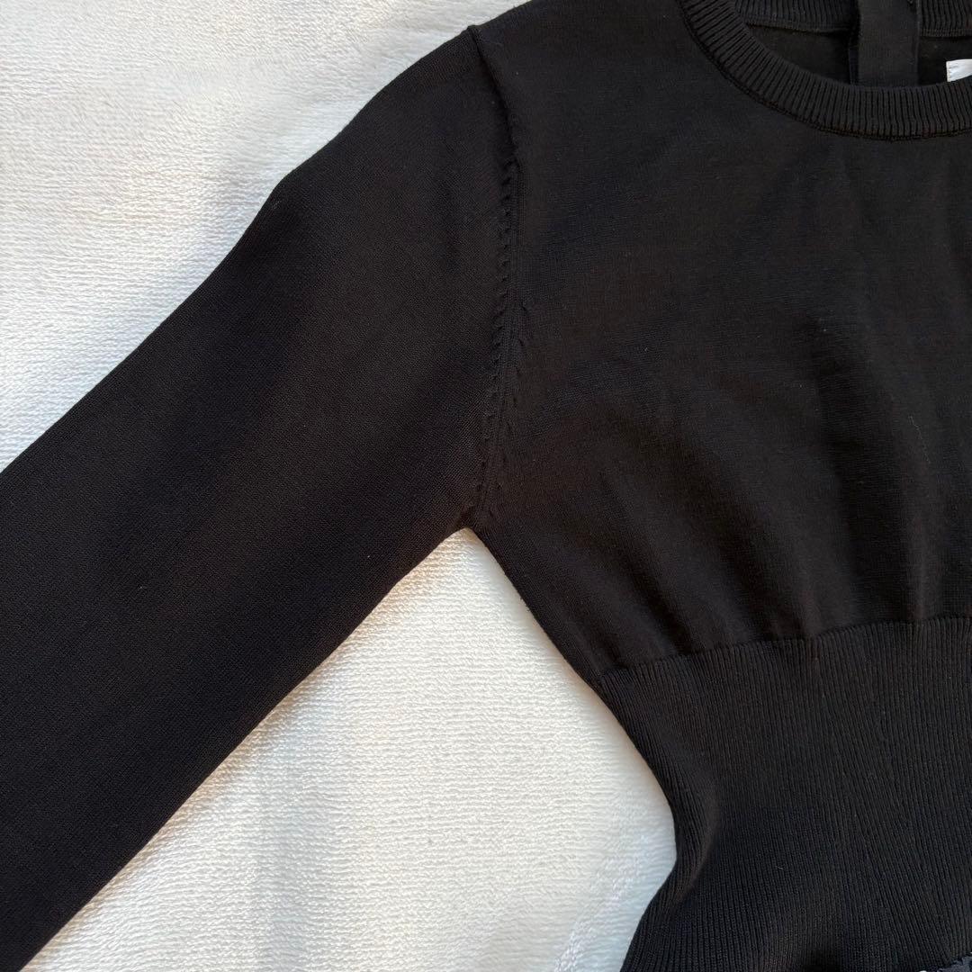 JENNE l'amour ニットドッキングワンピース 黒 フレアワンピース