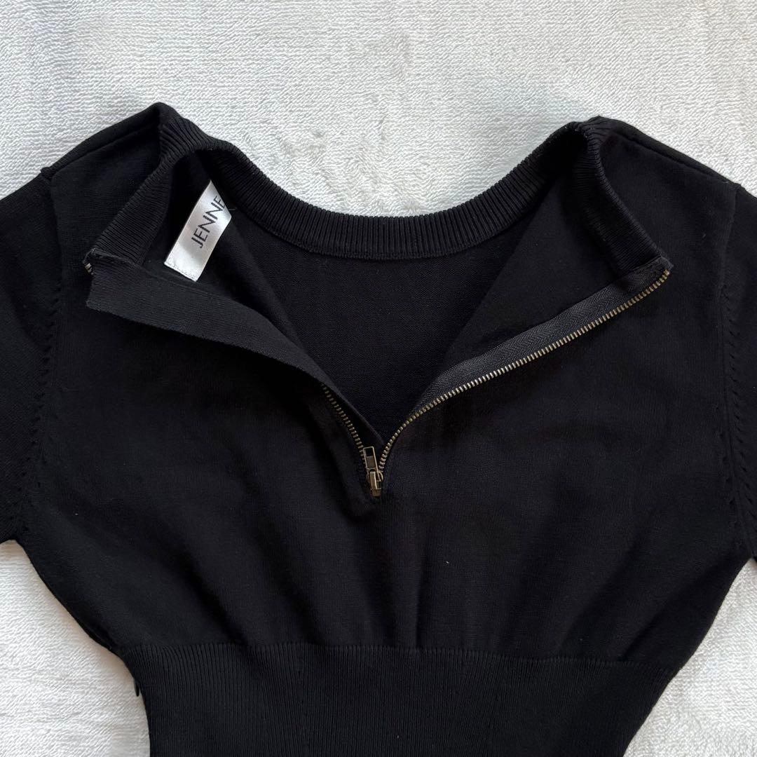 JENNE l'amour ニットドッキングワンピース 黒 フレアワンピース