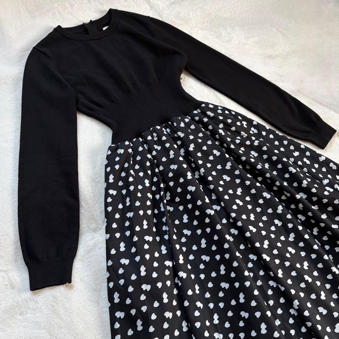 JENNE l'amour ニットドッキングワンピース 黒 フレアワンピース