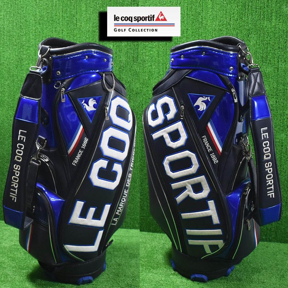 ルコックスポルティフ/ゴルフ エナメルキャディバッグ9.5型【ネイビー】中古！