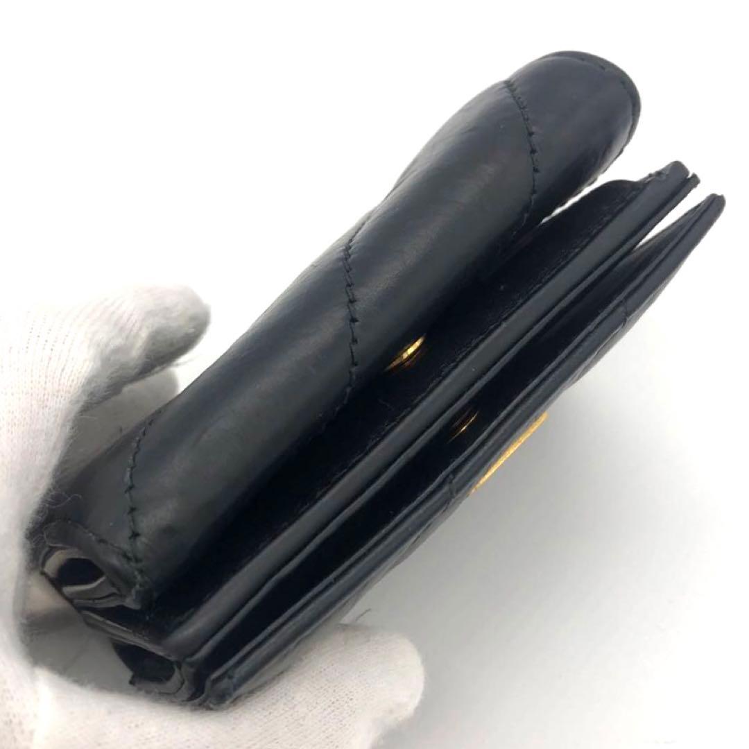 未使用級✨バレンシアガ CRUSH レザー　三つ折り財布 ブラック