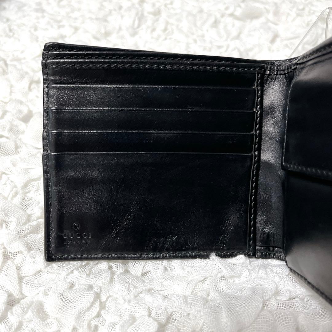 箱付✨ドリアン　グッチ　GG シマ　レザー　二つ折り　財布　インターロッキング
