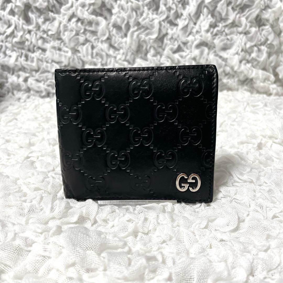箱付✨ドリアン　グッチ　GG シマ　レザー　二つ折り　財布　インターロッキング